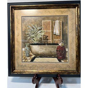 Charlene Olson Print SIgned Asian Inspired Bathroom Framed USA 14" x 15" Gift